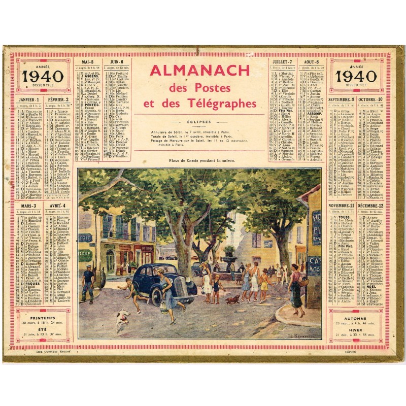 calendrier almanach des postes 1946