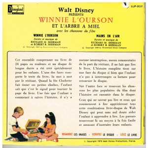 LIVRE-DISQUE 33 TOURS 17 cm WINNIE L'OURSON - VERSO